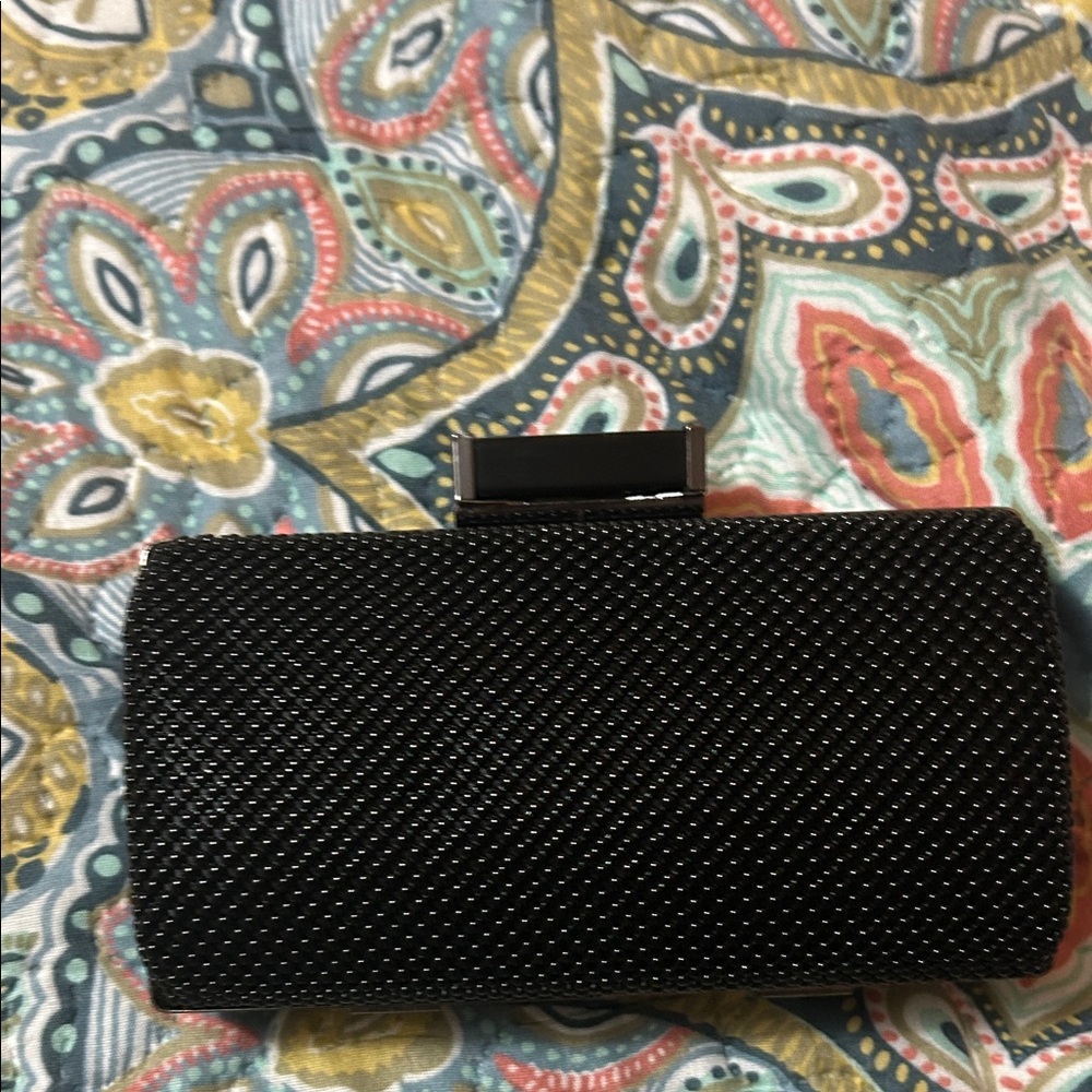 Jessica McClintock Black Textured Clutch